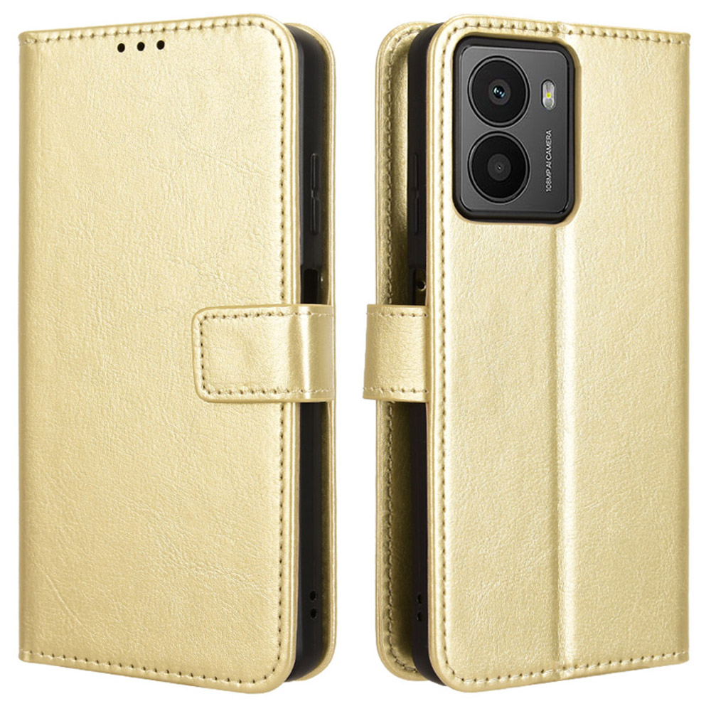 For HMD Fusion 5G Case Crazy Horse Texture PU Leather Phone Wallet Cover - Gold