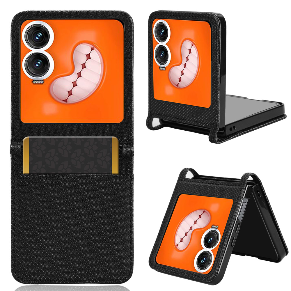 For Infinix Zero Flip 5G X6962 Case PU Leather Diamond Texture Phone Cover with Card Slot - Black