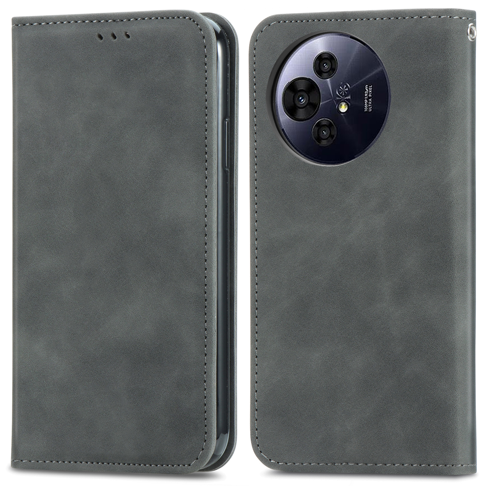 For TCL 50 Pro NxtPaper 5G Case Skin Touch Feeling Leather Card Holder Phone Cover Magnetic Absorption - Grey