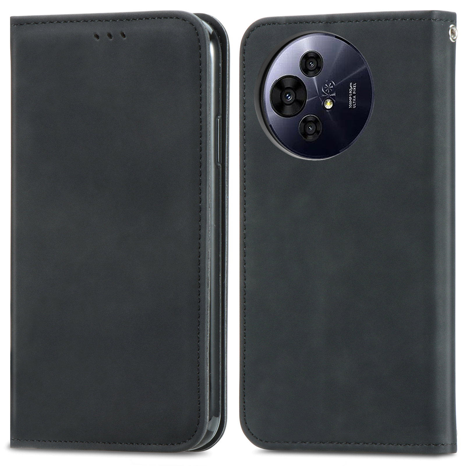 For TCL 50 Pro NxtPaper 5G Case Skin Touch Feeling Leather Card Holder Phone Cover Magnetic Absorption - Black