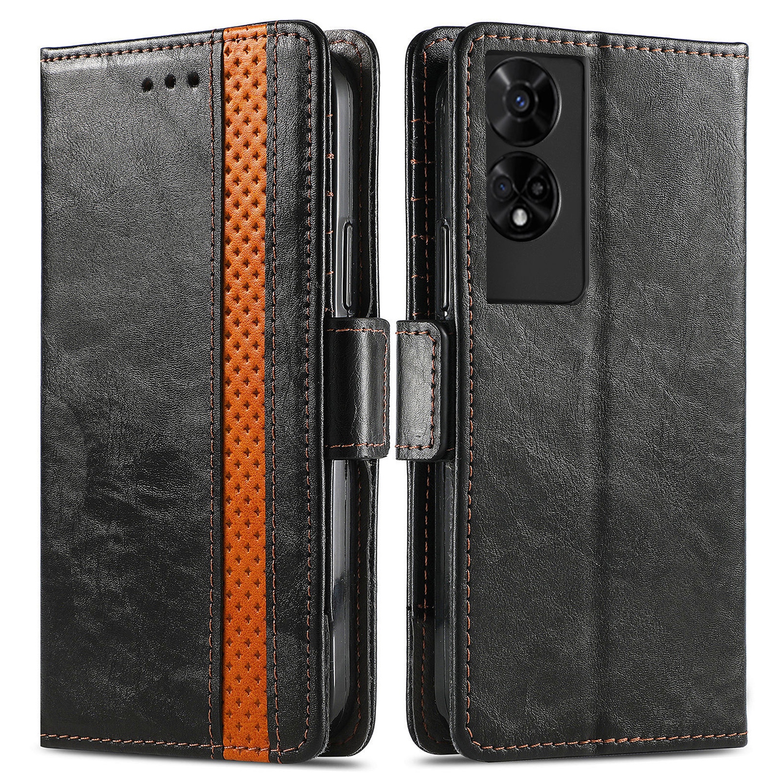 For TCL 50 5G Phone Cases CASENEO PU Leather Cover Stand with RFID Blocking Wallet - Black