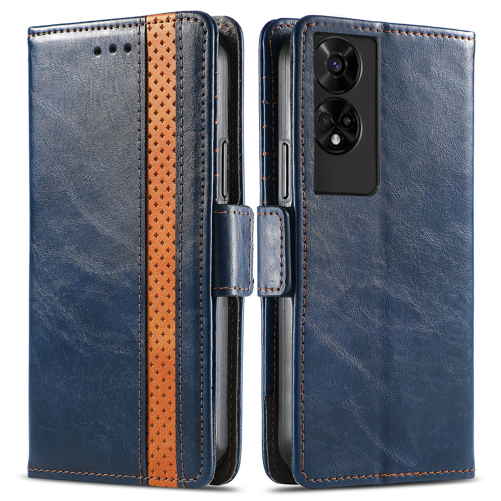 For TCL 50 5G Phone Cases CASENEO PU Leather Cover Stand with RFID Blocking Wallet - Dark Blue