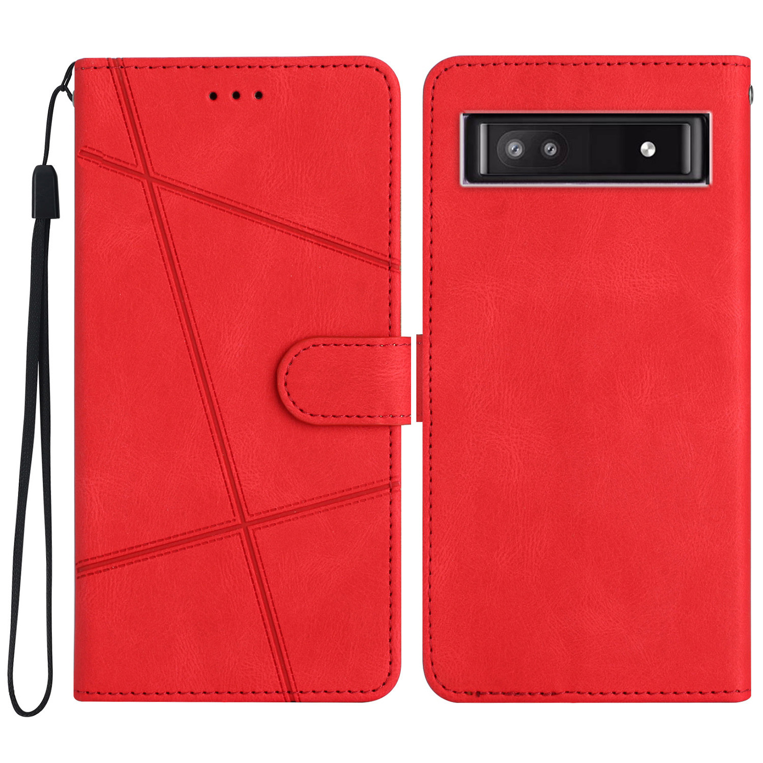 For Google Pixel 9a Case Crazy Horse Texture PU Leather Wallet Stand Phone Cover - Red