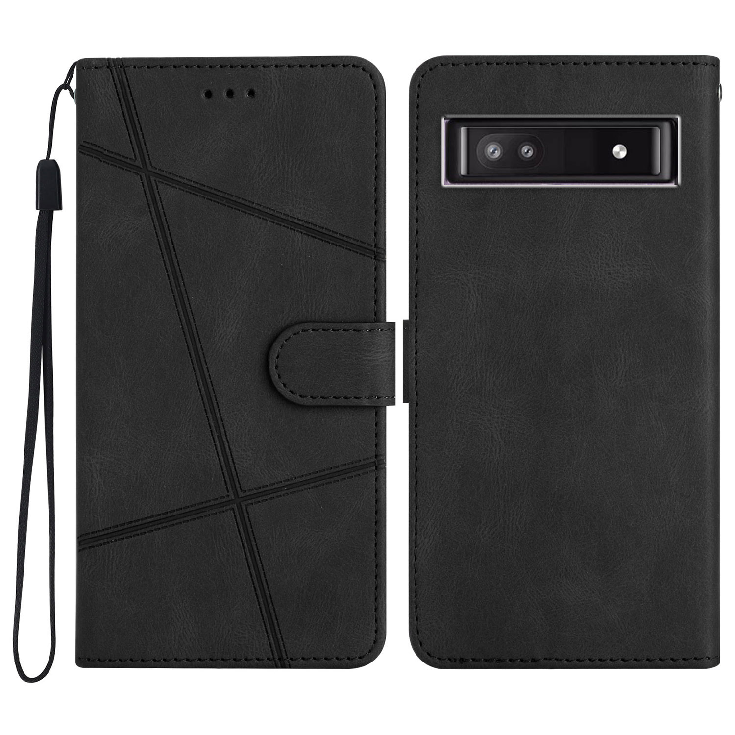 For Google Pixel 9a Case Crazy Horse Texture PU Leather Wallet Stand Phone Cover - Black