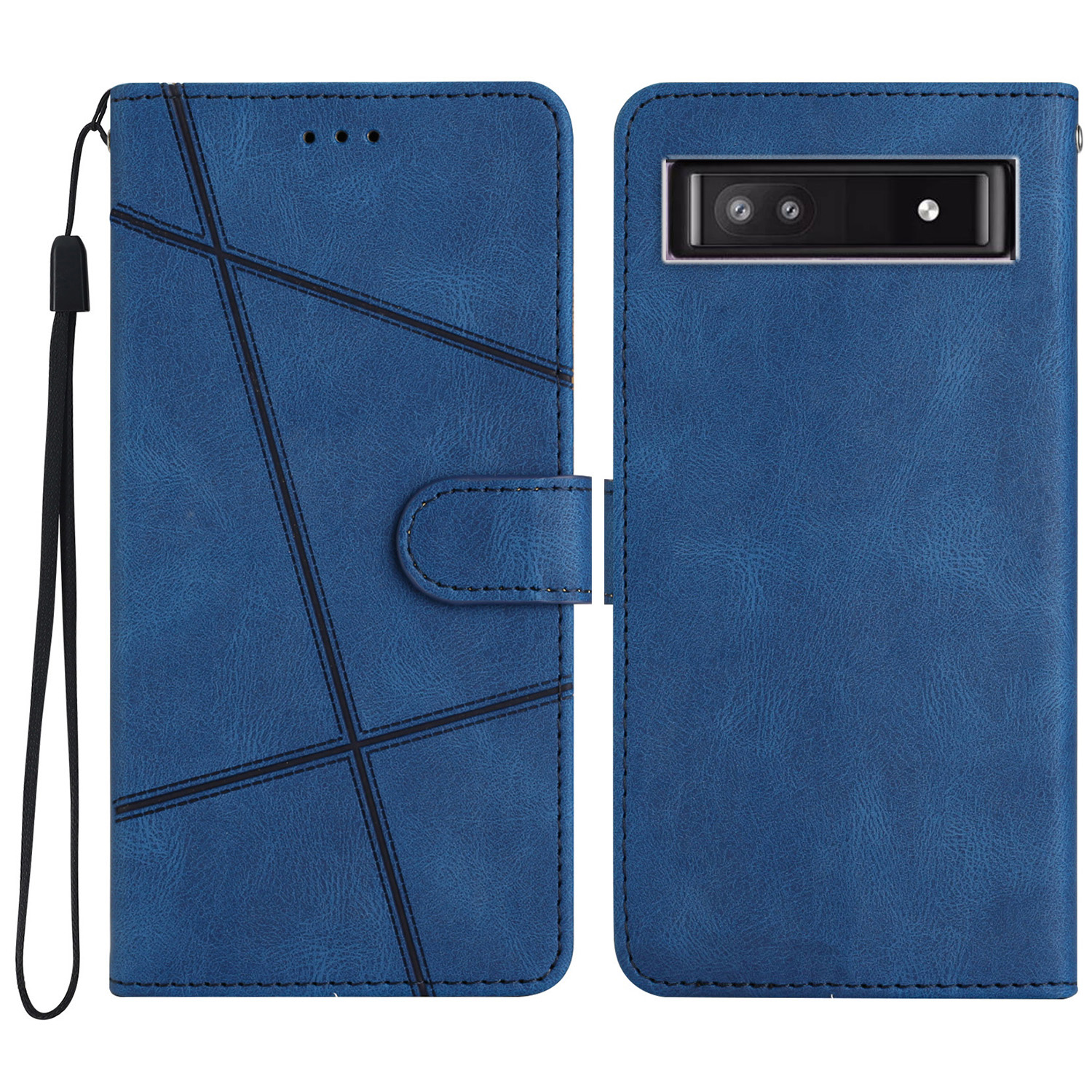 For Google Pixel 9a Case Crazy Horse Texture PU Leather Wallet Stand Phone Cover - Blue
