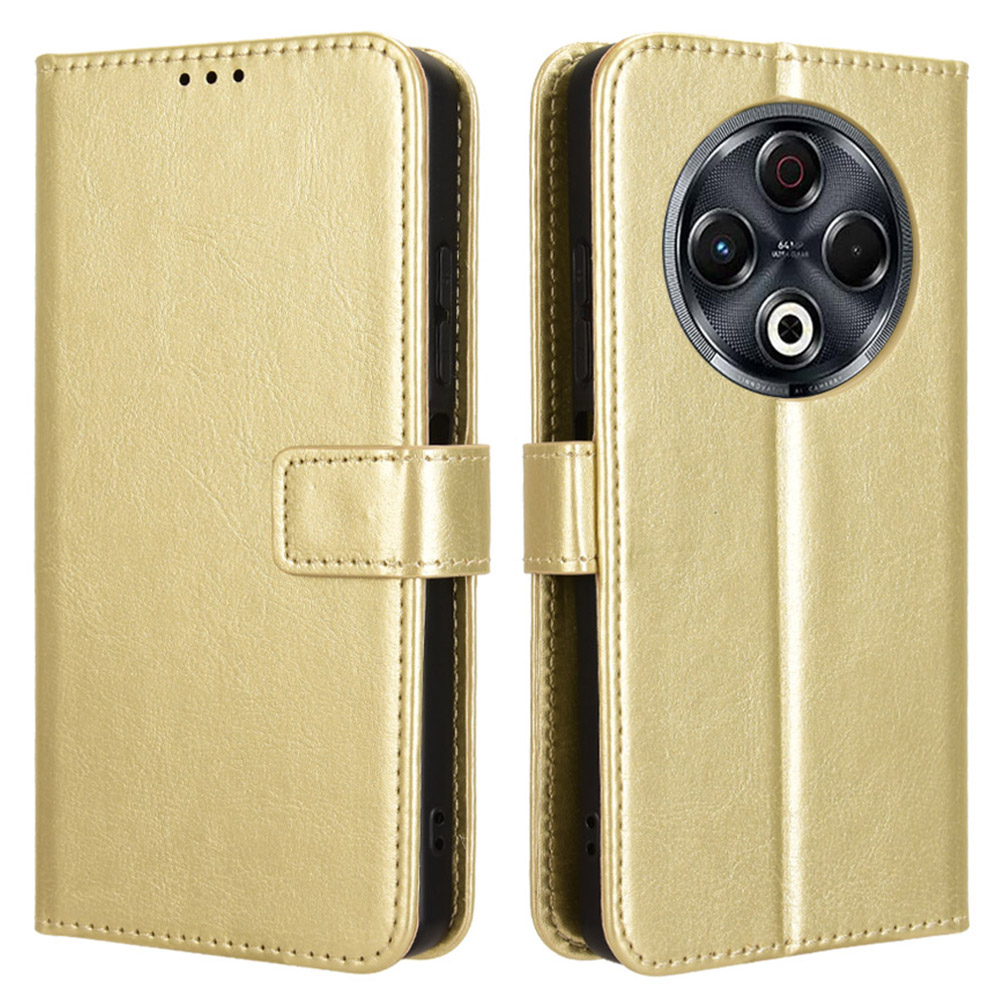 For TECNO Spark 30 4G KL6 Case Crazy Horse Texture PU Leather Phone Wallet Cover - Gold