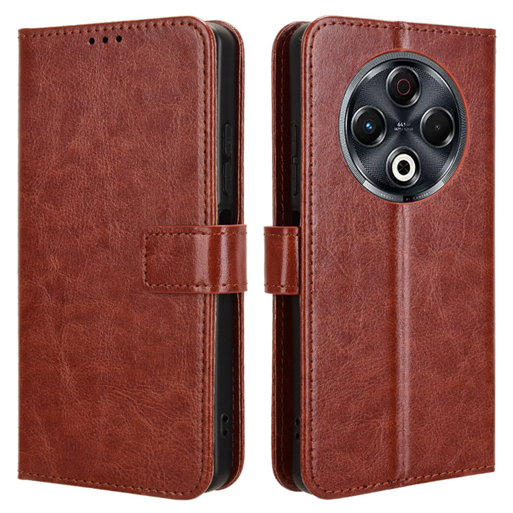 For TECNO Spark 30 4G KL6 Case Crazy Horse Texture PU Leather Phone Wallet Cover - Brown