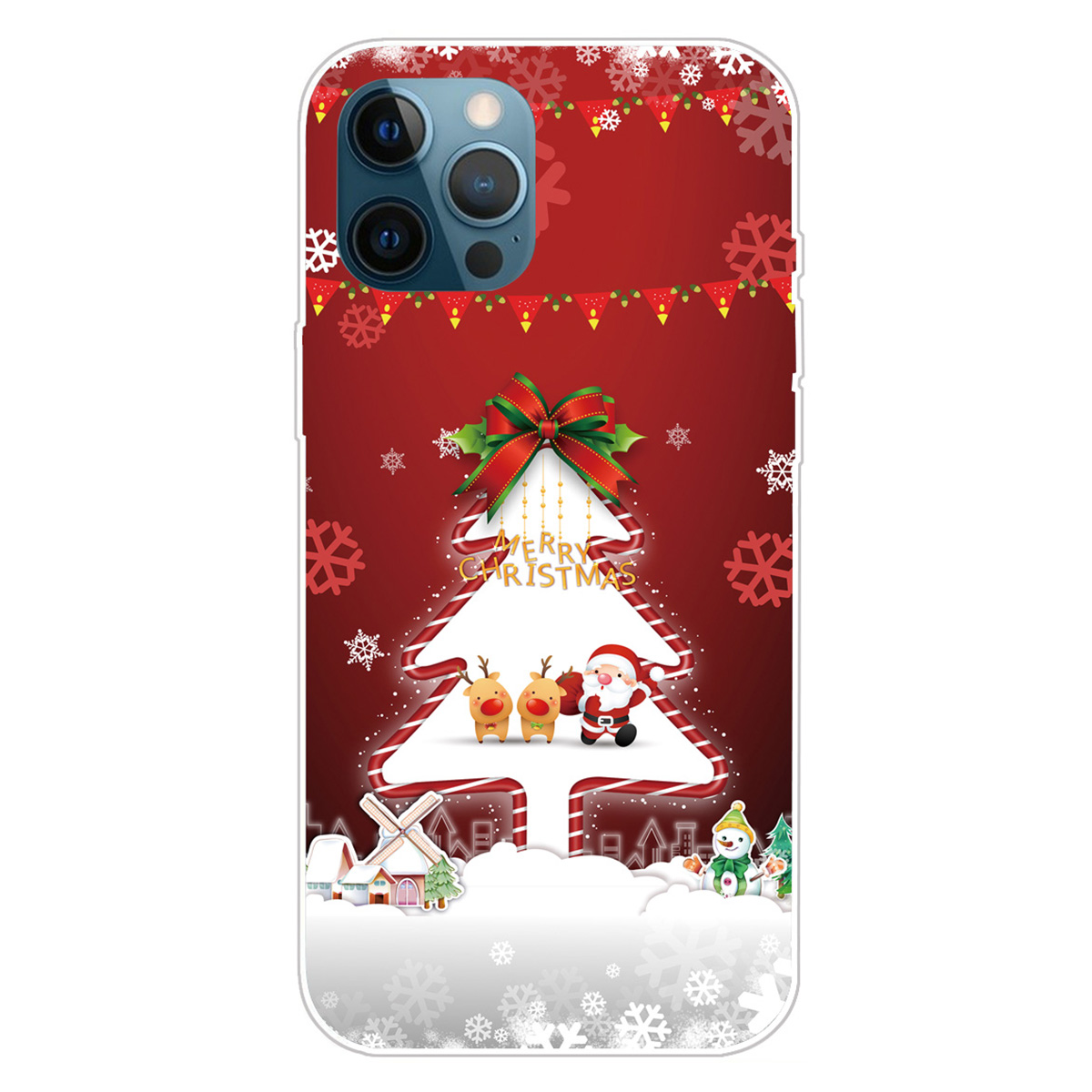 

Für Iphone 14 Pro Funny Christmas Muster Design Phone Hülle Soft TPU Slim Shock Proof Anti-fingerabdruck Cover - Weihnachtsbaum Und Schneeflocken, iPhone 14 Pro