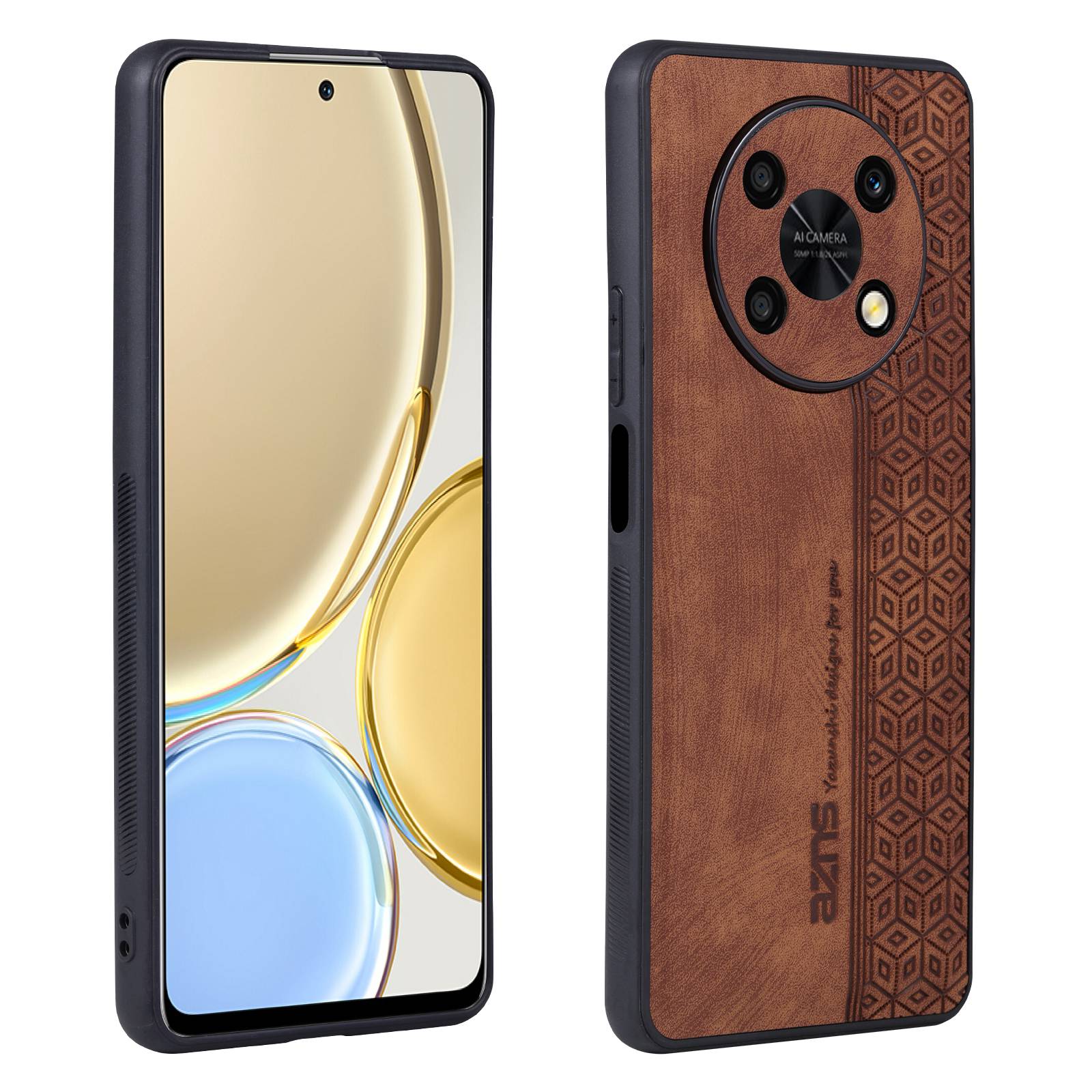 

Azns Für Huawei Genießt 50 Pro 4g / Nova Y90 4G Geprinktes Muster Telefonfall Kratzfestes Pu-leder-beschichtete Tpu-telefonabdeckung - Braun, Huawei Enjoy 50 Pro 4G