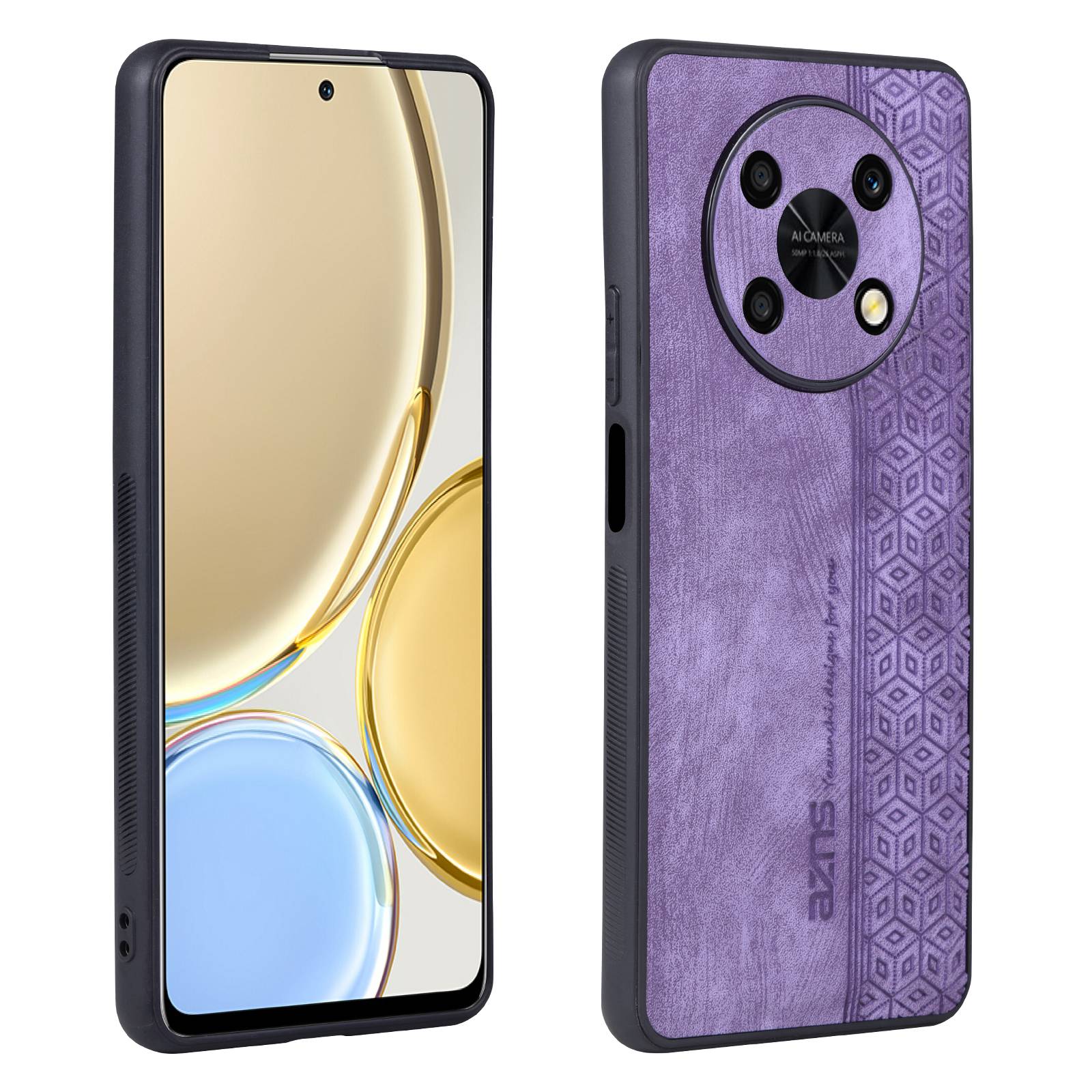 

Azns Für Huawei Genießt 50 Pro 4g / Nova Y90 4G Geprinktes Muster Telefonfall Kratzfestes Pu-leder-beschichtete Tpu-telefonabdeckung - Violett, Huawei Enjoy 50 Pro 4G
