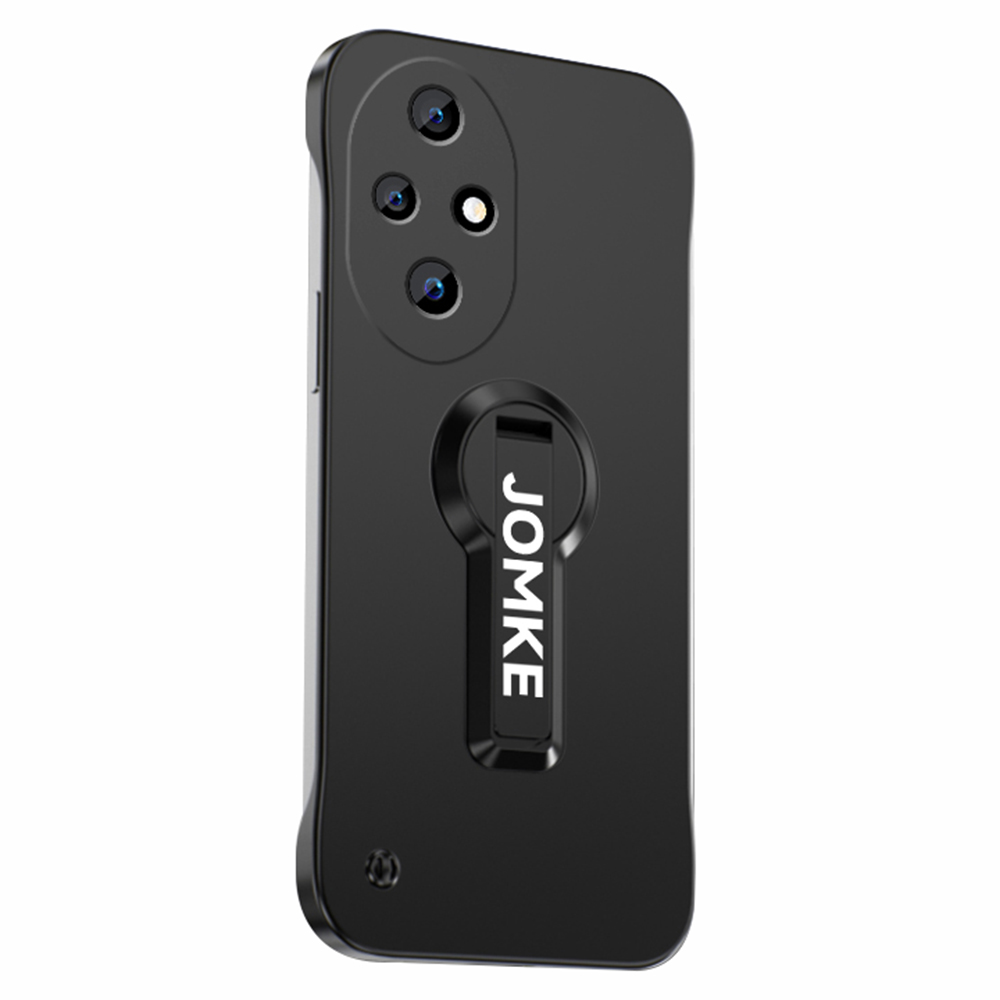 For Honor 200 5G Case Hard PC Frameless Baking Paint Kickstand Phone Cover - Black
