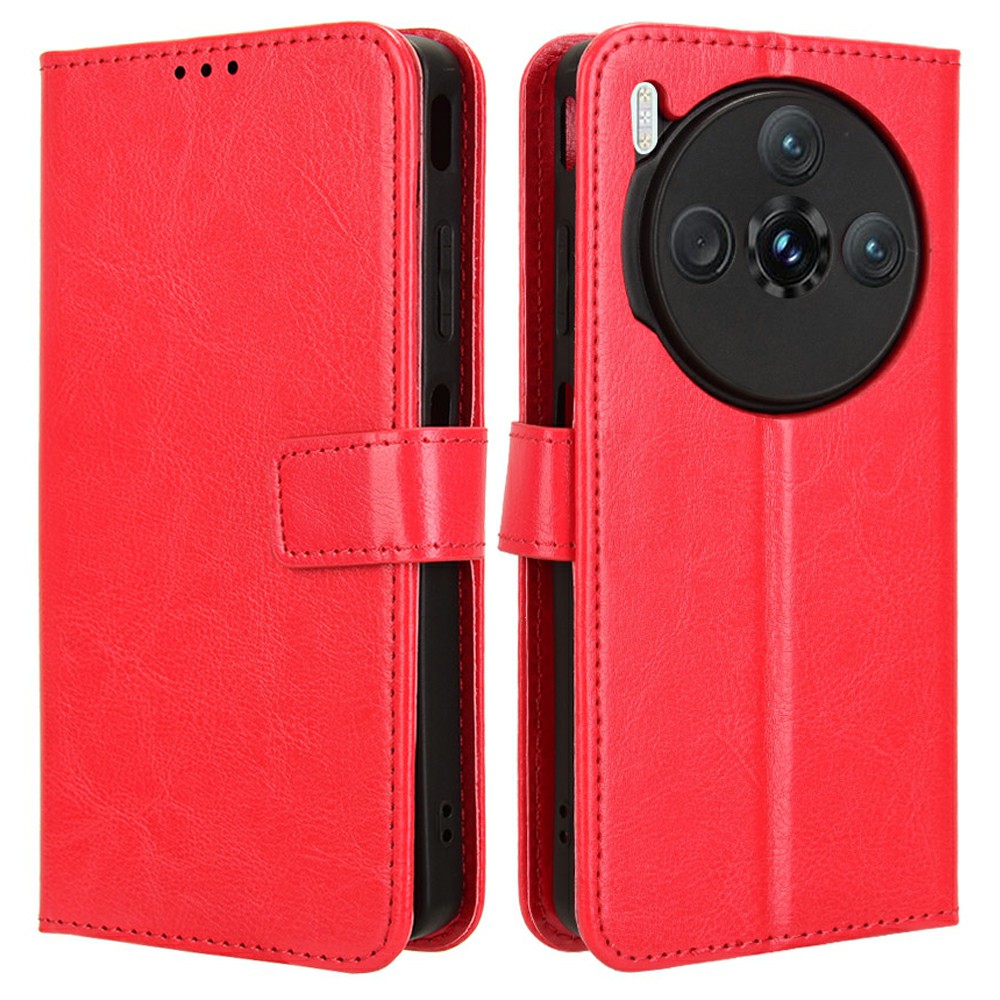 For ZTE nubia Z60S Pro 5G Case Crazy Horse Texture PU Leather Phone Wallet Cover - Red