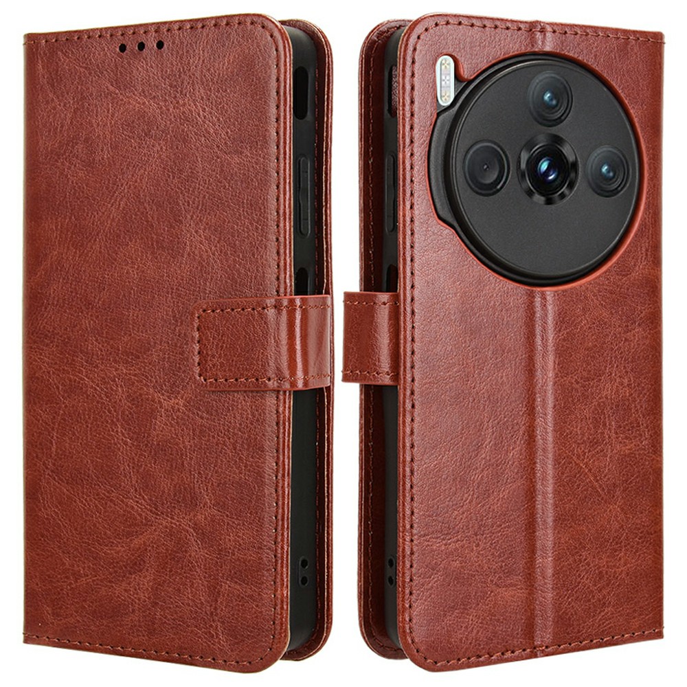 For ZTE nubia Z60S Pro 5G Case Crazy Horse Texture PU Leather Phone Wallet Cover - Brown