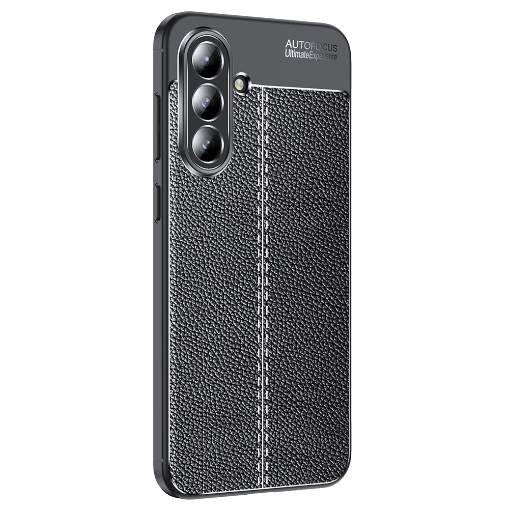 For Samsung Galaxy A37 5G / A36 5G Case Litchi Texture TPU Flexible Phone Cover, Black