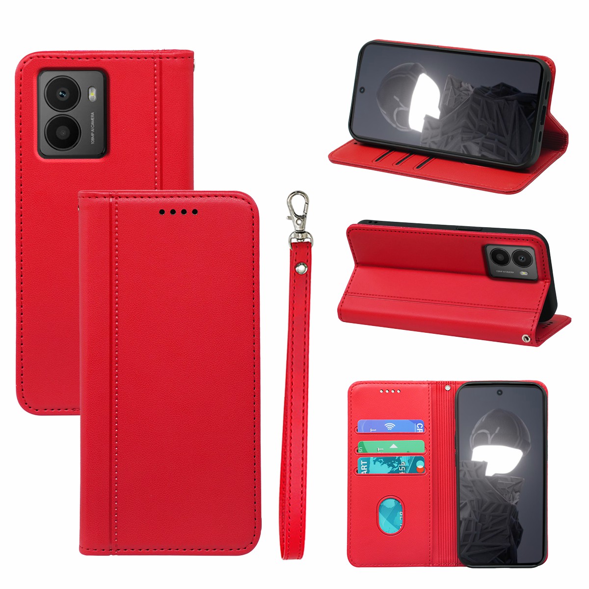 HX01 For HMD Fusion 5G Wallet Case Magnetic Closing PU Leather Phone Cover - Red
