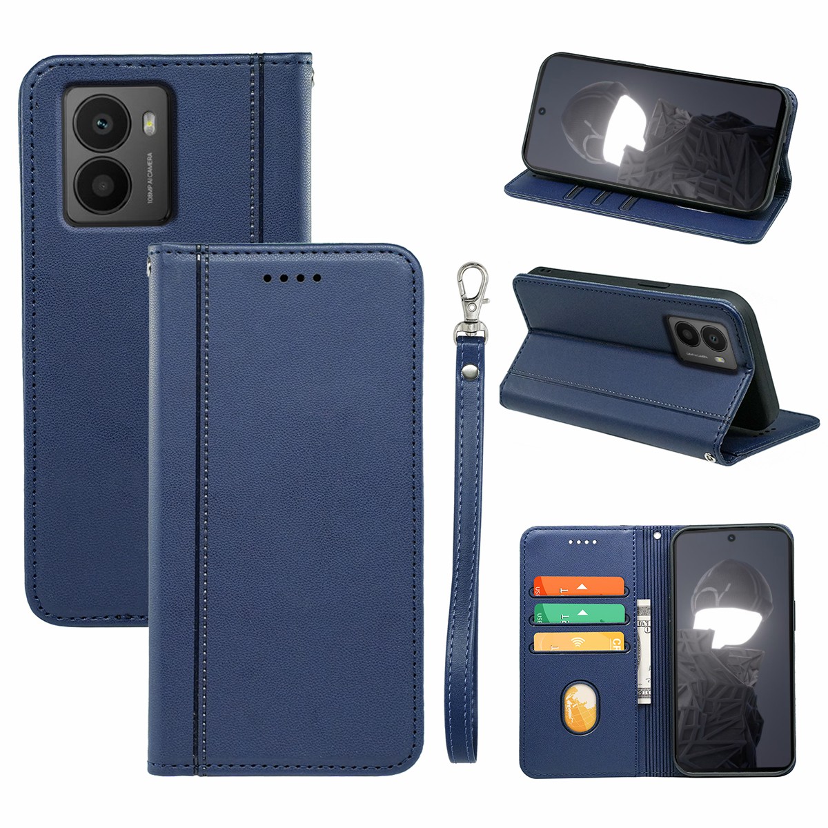 HX01 For HMD Fusion 5G Wallet Case Magnetic Closing PU Leather Phone Cover - Blue
