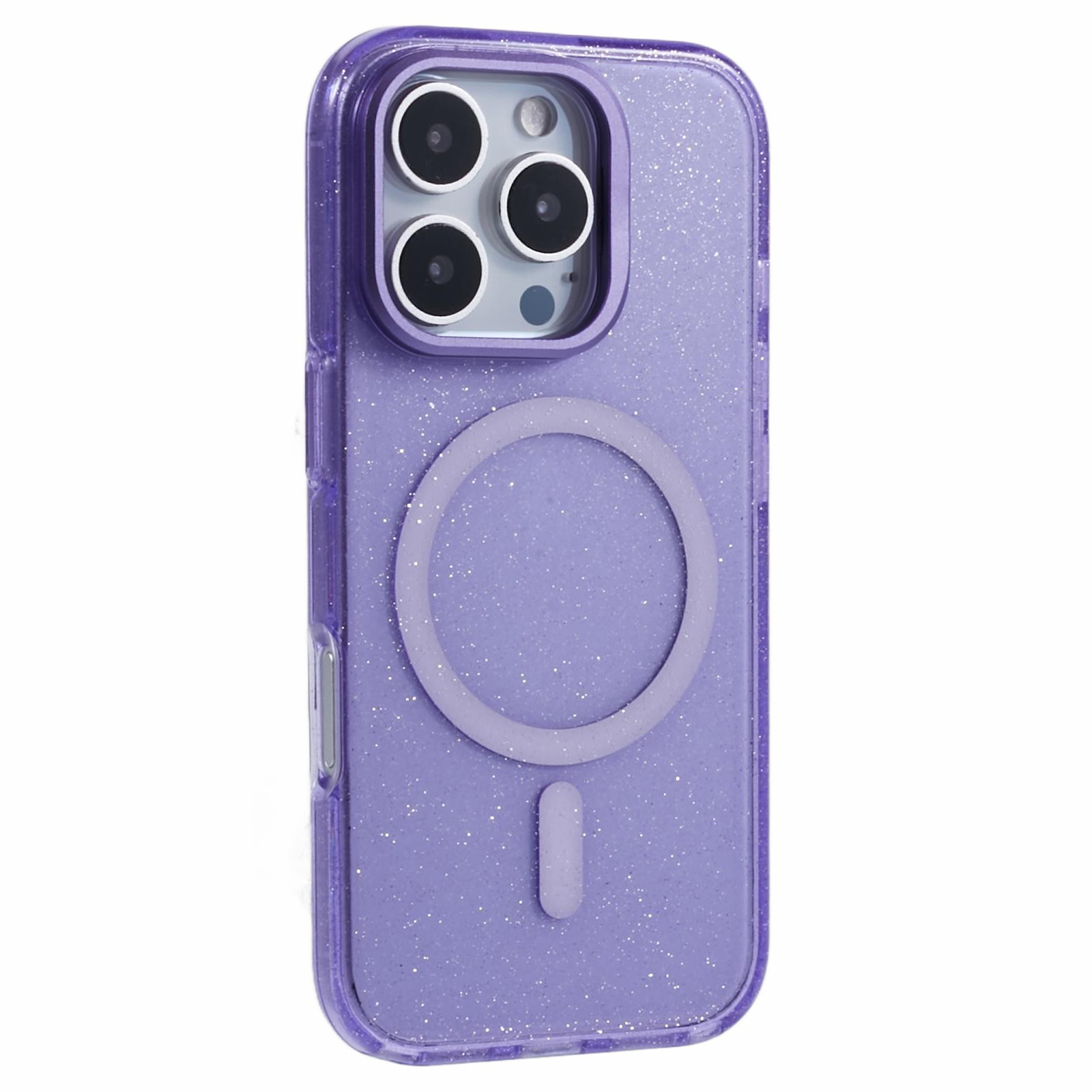 KIGC For iPhone 16 Pro Case Compatible with MagSafe Epoxy Design Kickstand TPU+PC Phone Back Cover - Purple