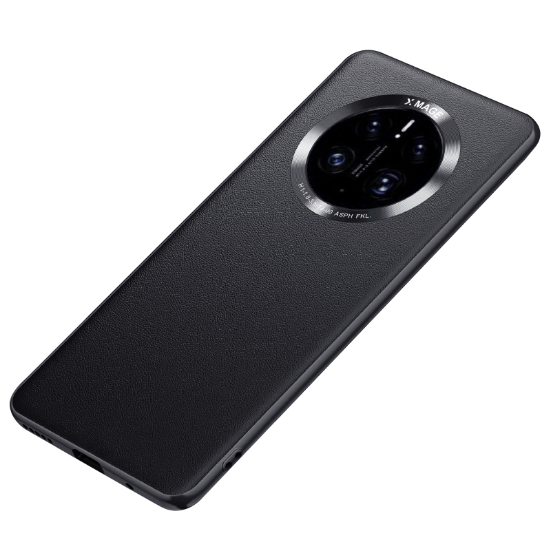 

Für Huawei Mate 50 Pro 4G Telefonhülle, Metall -objektivdesign Strukturierte PU -lederbeschichtung TPU + PC Protector Shell - Schwarz, Huawei Mate 50 Pro 4G