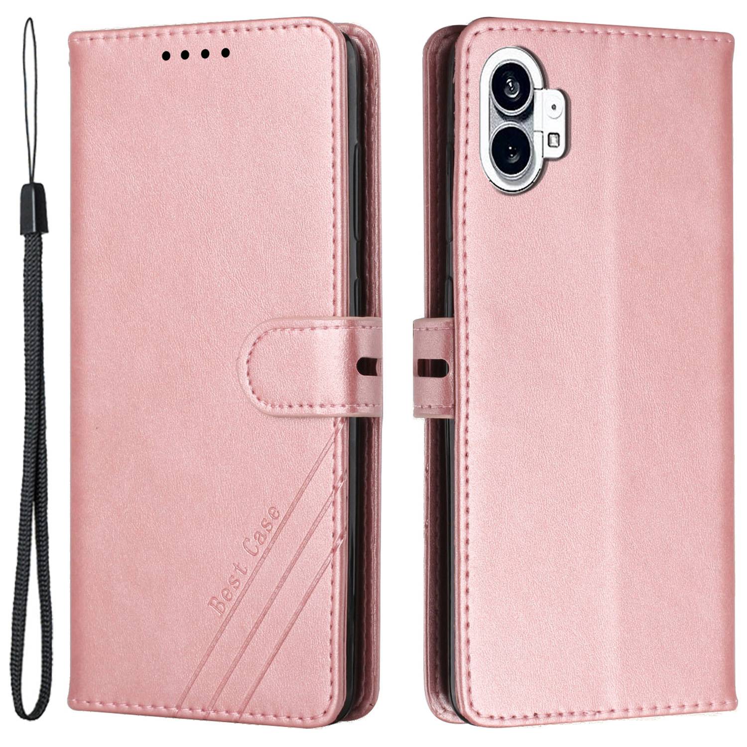 

Kuhpferdstexturhülle Für Nichts Telefon (1) 5G, Linie Eingeprägter PU Leder Flip Wallet Stand Business Style Schockdelie Handy Deckung - Rosa, Nothing phone (1) 5G