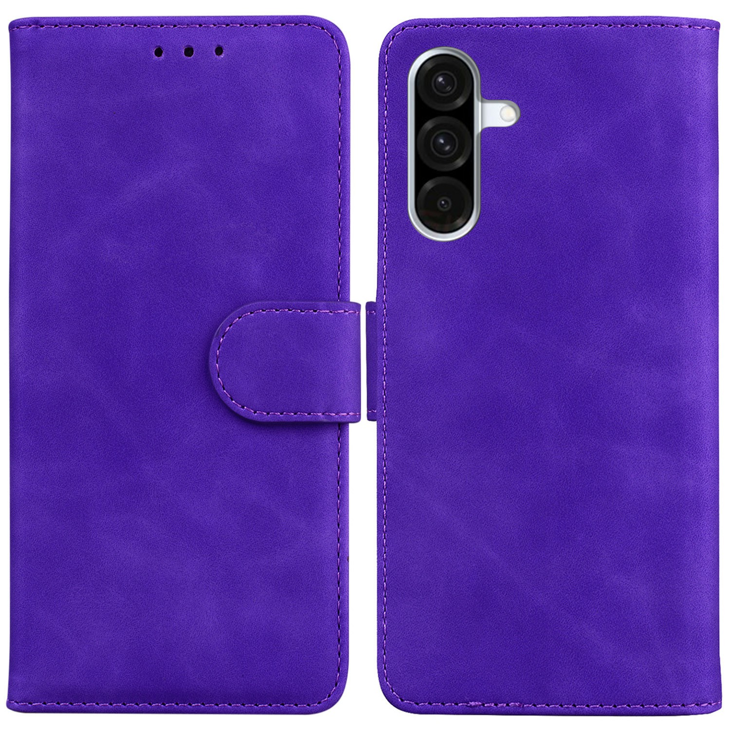 For Samsung Galaxy A56 5G  /  A36 5G Case Solid Color Leather Wallet Phone Cover - Purple