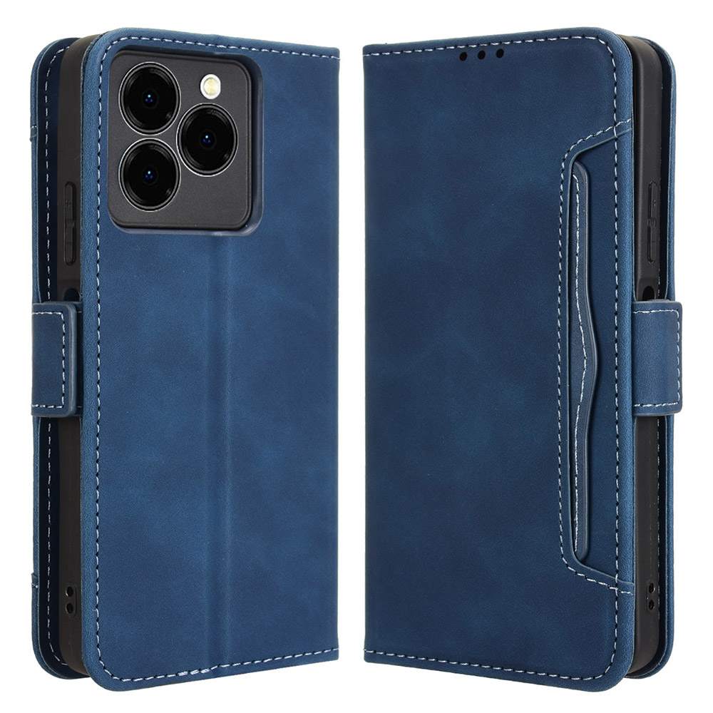 For Meizu Note 21 / Ulefone Note 20 Pro Leather Case Phone Wallet Cover with Multiple Card Slots - Blue