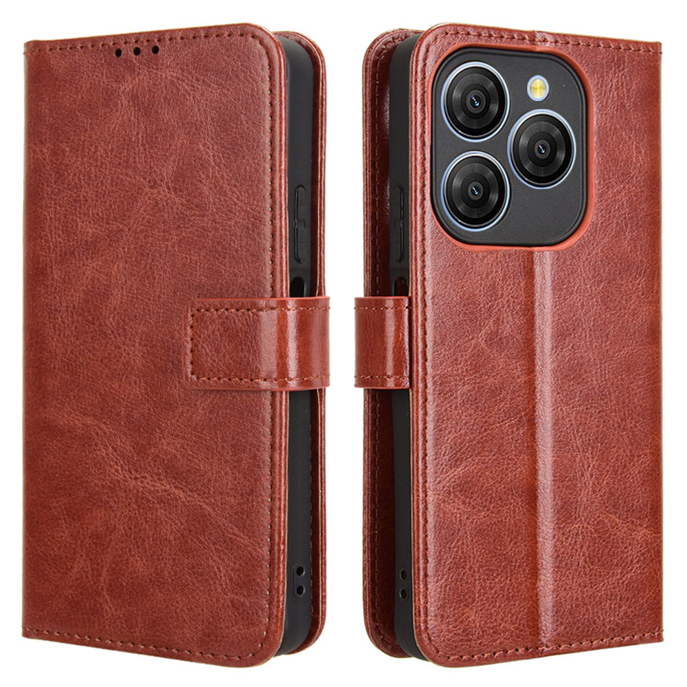 For Blackview Shark 9 5G Case Crazy Horse Texture PU Leather Phone Wallet Cover - Brown