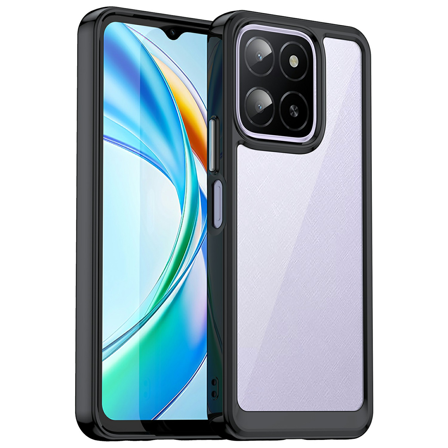 For Honor X5b / X5b Plus / X6a 4G / X6b 4G Case TPU+Acrylic Protective Clear Phone Cover - Black