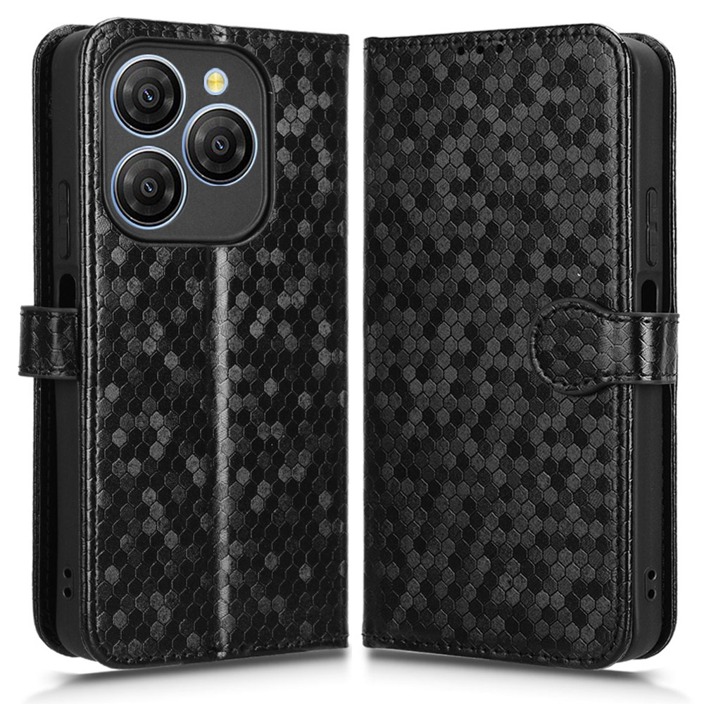 For Blackview Shark 9 5G Wallet Case Dot Pattern Imprint PU Leather Phone Cover - Black