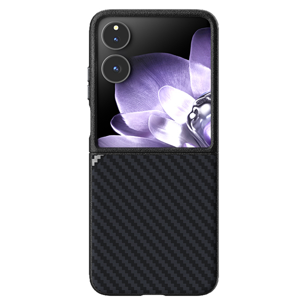 ABEEL For Xiaomi Mix Flip 5G Magnetic Case Carbon Fiber Texture Back Cover - Black  /  Silver