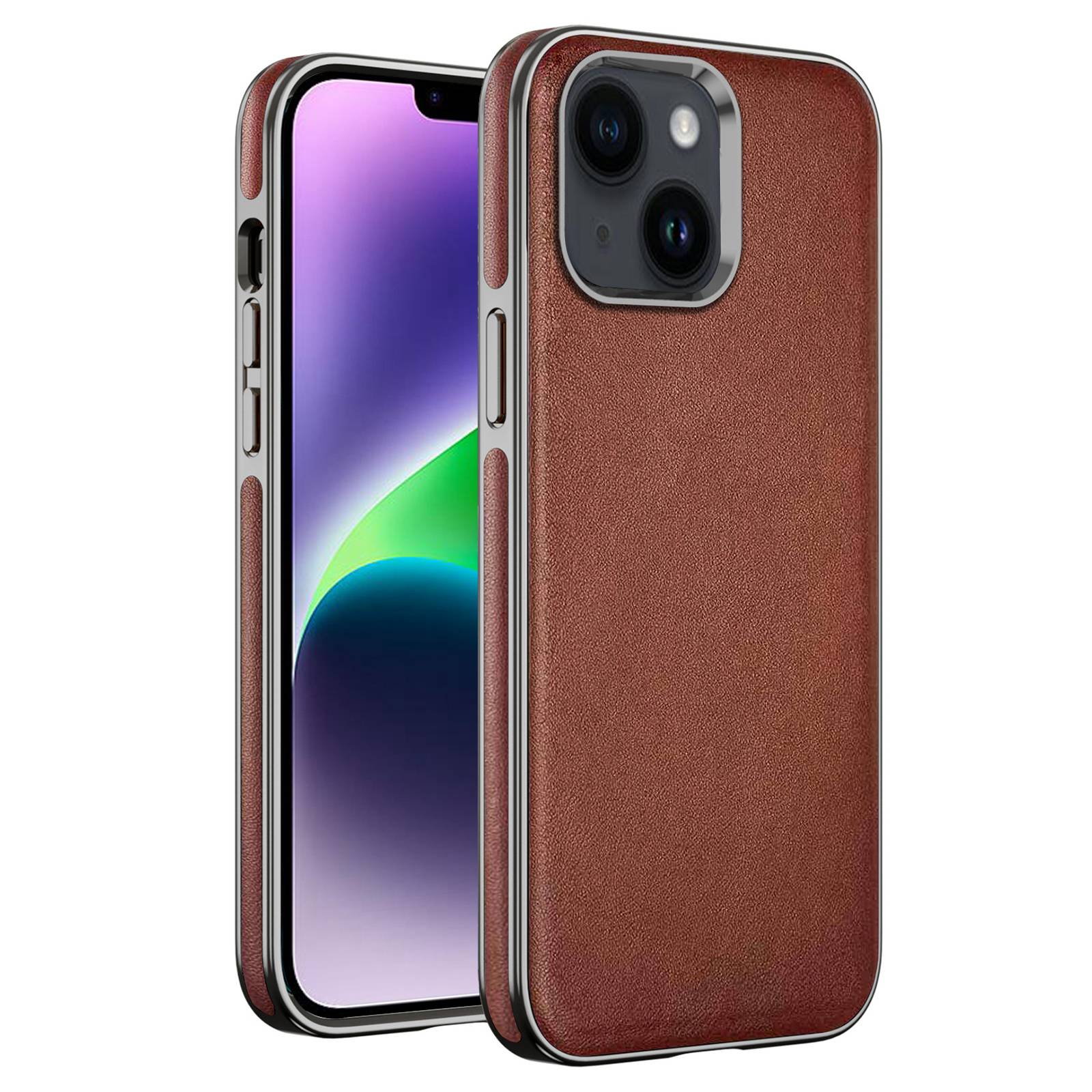 

Для Iphone 14 Soft Inner Tpu+внешний PU Кожаный Телефон Cope Cople Business Electrating Water-erpellent Phone Case - Коричневый, iPhone 14