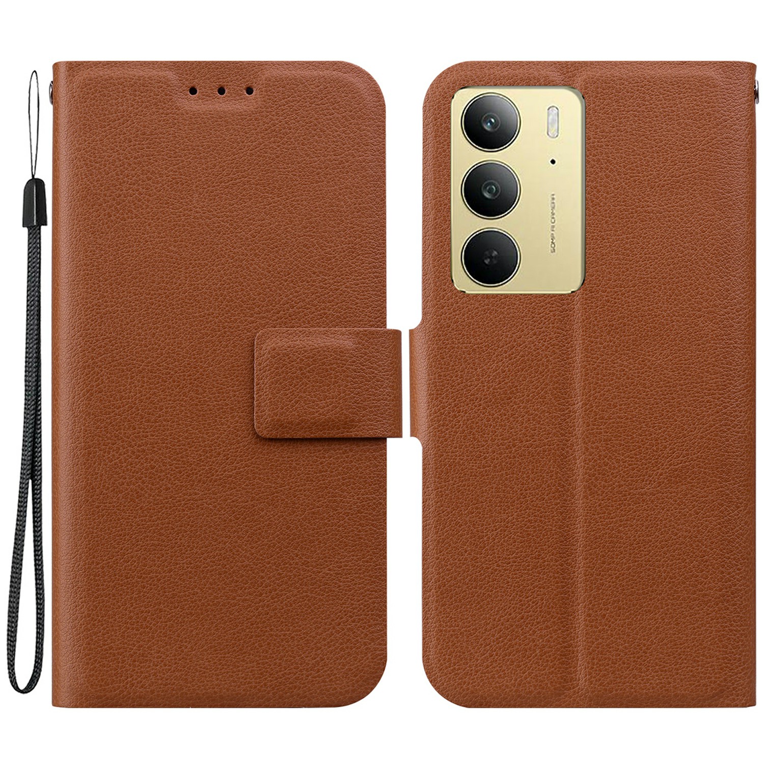 For Realme C75 4G Case Ultra-Thin PU Leather + TPU Phone Cover with Card Slot - Brown