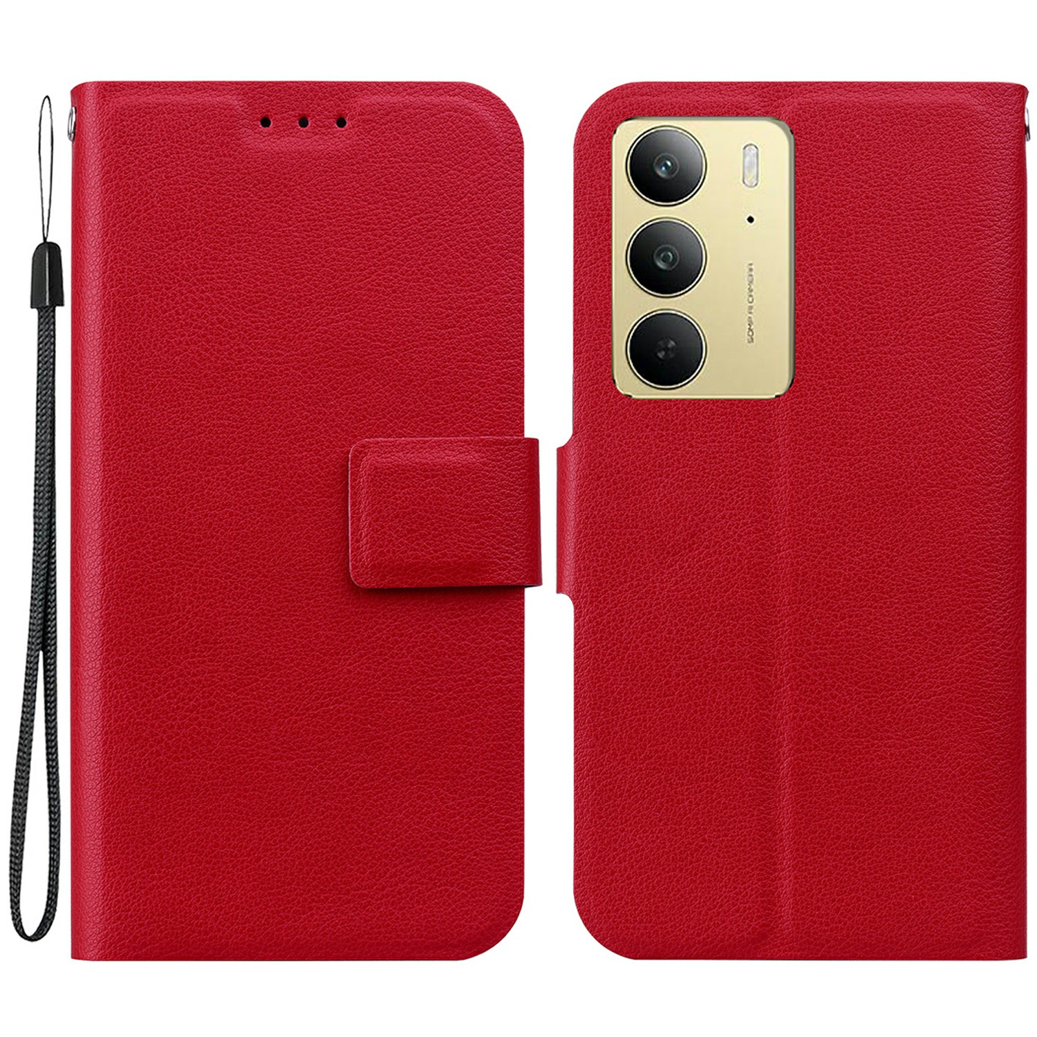 For Realme C75 4G Case Ultra-Thin PU Leather + TPU Phone Cover with Card Slot - Red