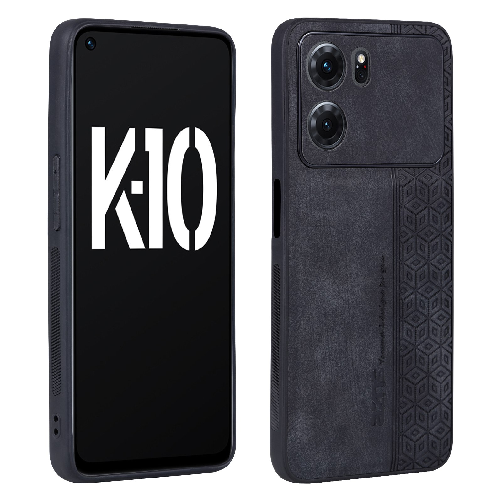 

Azns Für Oppo K10 5G Anti-fall-handy-abdeckung Präzise Ausschnitte Geprägtes Muster PU Leder + TPU Schutzhülle - Schwarz, Other OPPO Models