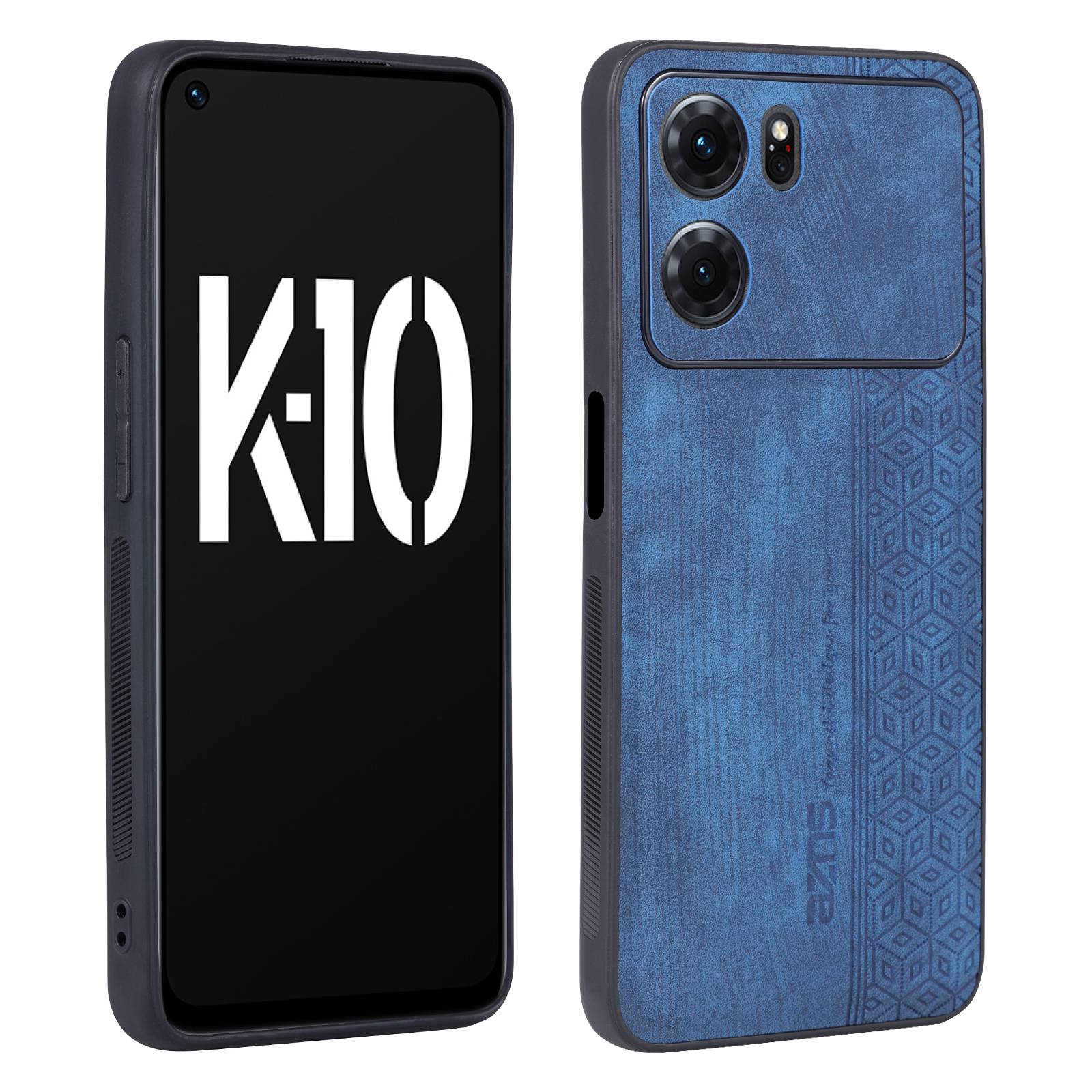

Azns Für Oppo K10 5G Anti-fall-handy-abdeckung Präzise Ausschnitte Geprägtes Muster PU Leder + TPU Schutzhülle - Blau, Other OPPO Models