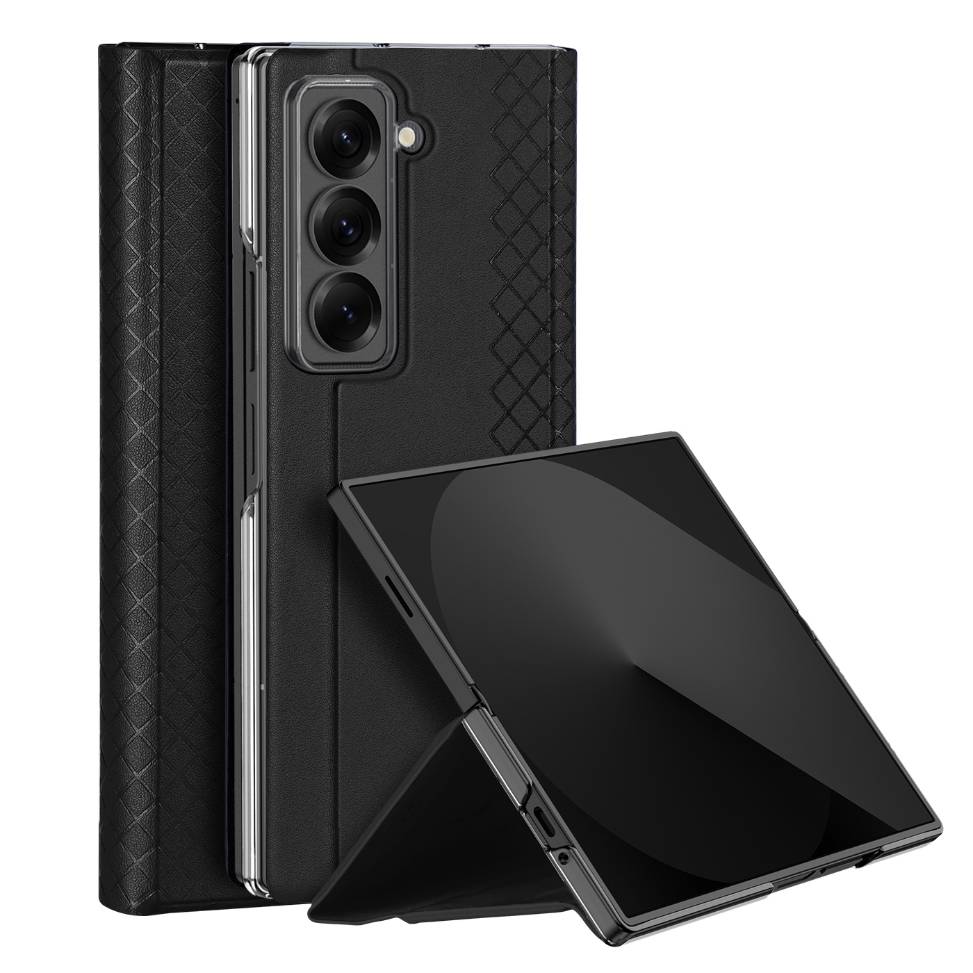 DUX DUCIS For Samsung Galaxy Z Fold Special Cases with Card Slot  Bril Series Leather Phone Cover Stand - Black