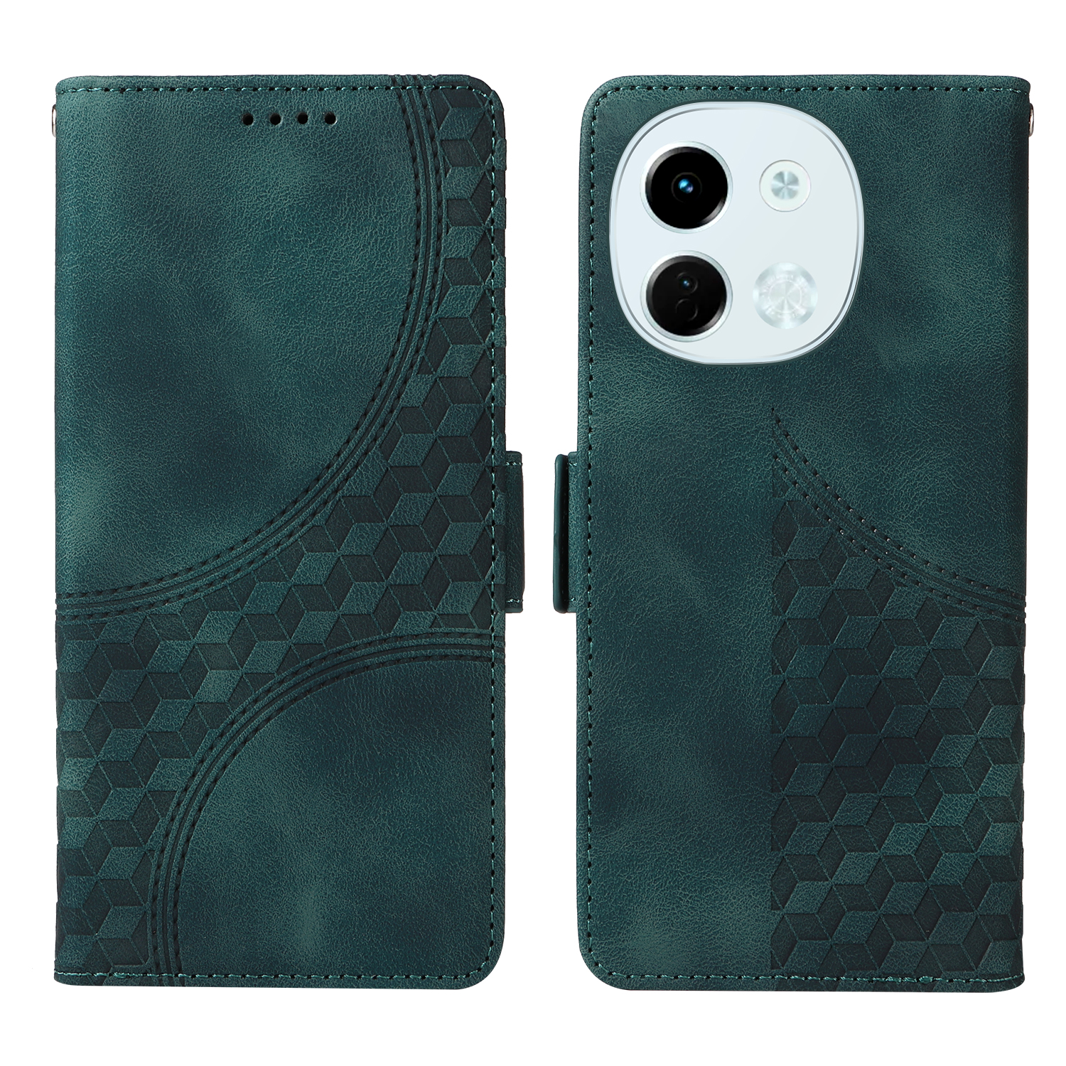 For TECNO Spark 30 5G / Pova 6 Neo 5G Case PU Leather Phone Cover Rhombus Starry Imprinted - Green