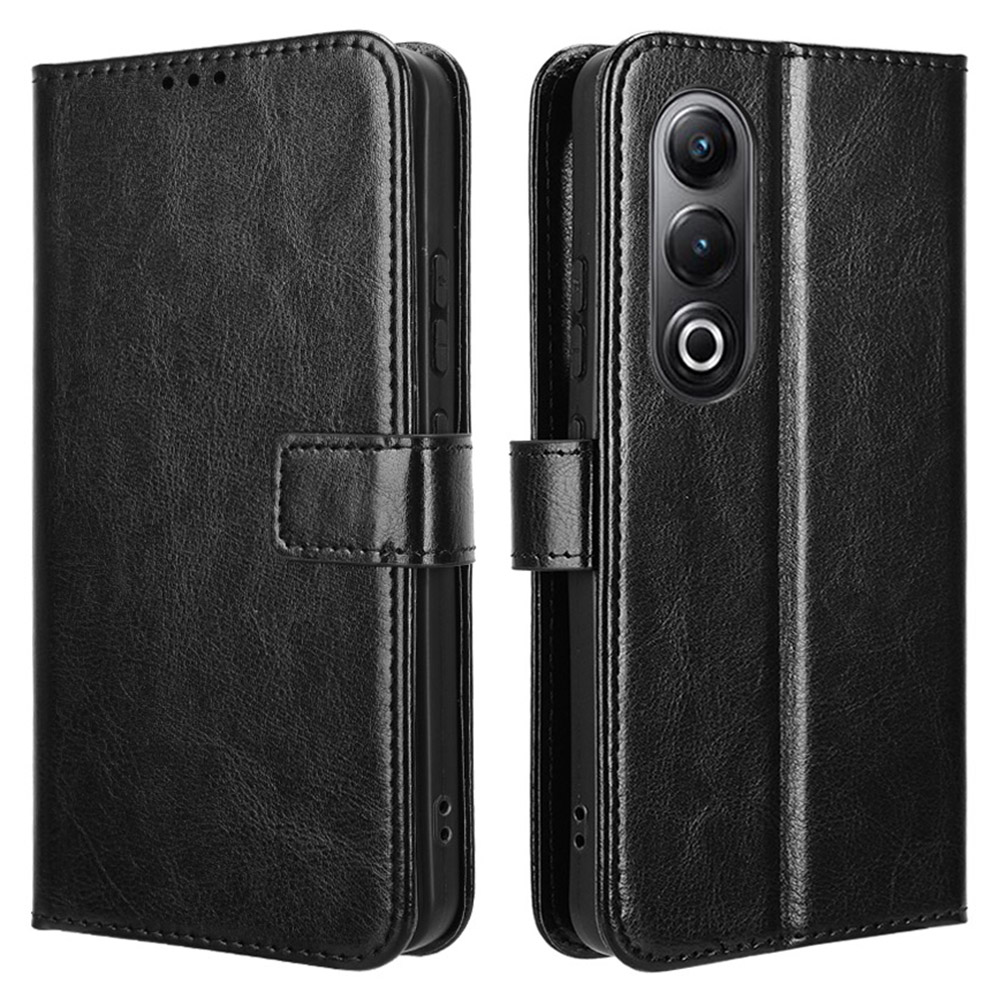 For itel S25 4G Case Crazy Horse Texture PU Leather Phone Wallet Cover - Black