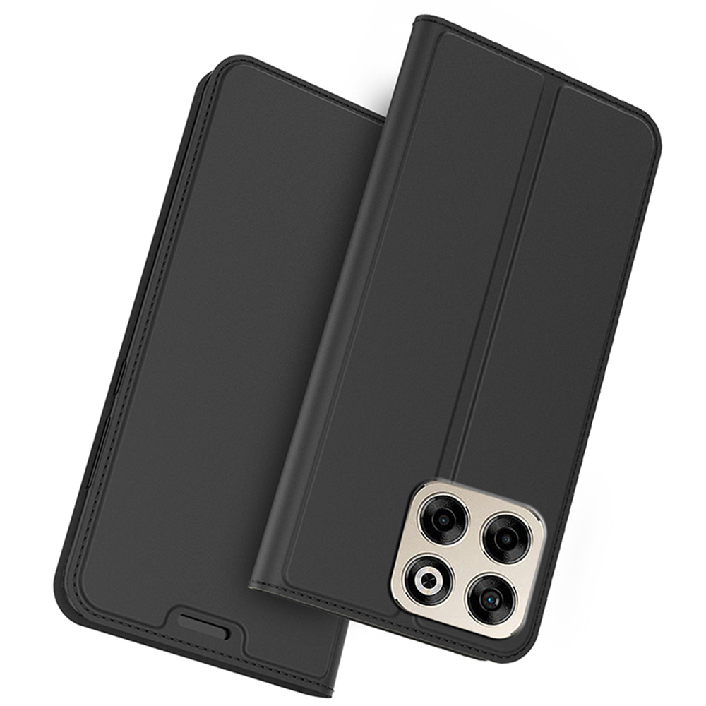 For ZTE Blade A35 Case PU Leather Phone Cover with Card Holder Stand Magnetic Closure - Black