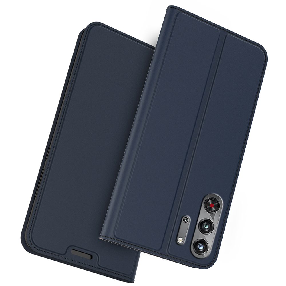 For ZTE nubia Red Magic 10 Pro 5G Case PU Leather Phone Cover with Card Holder Stand Magnetic Closure - Blue