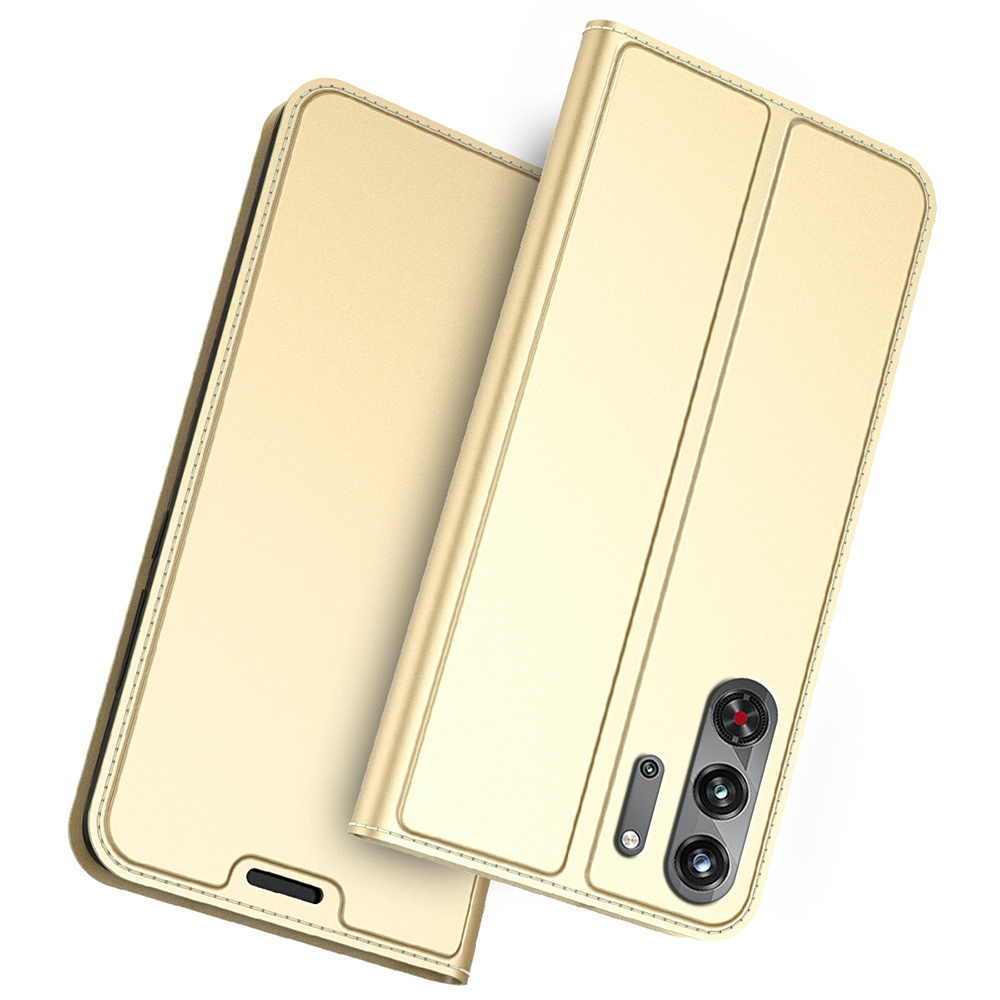 For ZTE nubia Red Magic 10 Pro 5G Case PU Leather Phone Cover with Card Holder Stand Magnetic Closure - Gold