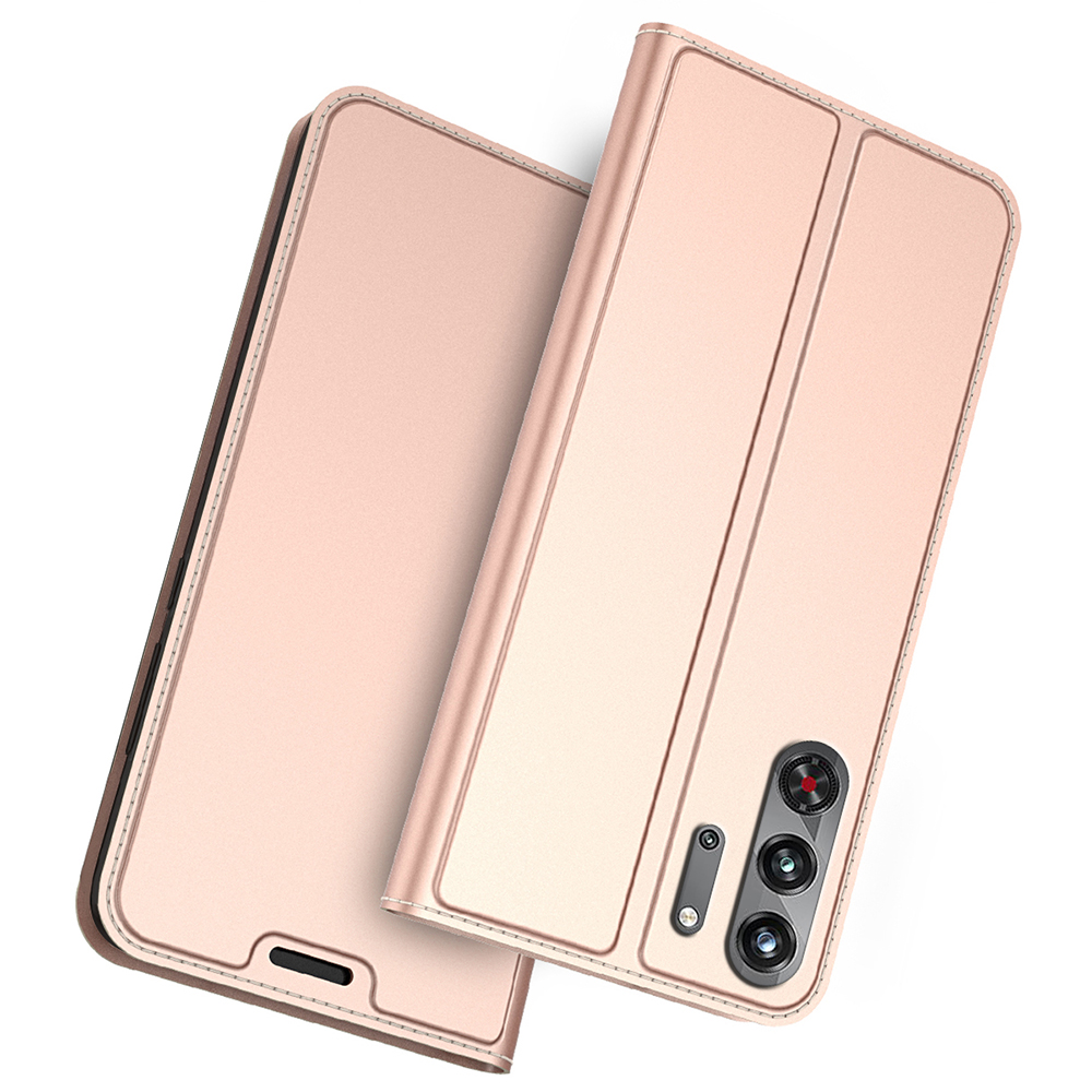For ZTE nubia Red Magic 10 Pro 5G Case PU Leather Phone Cover with Card Holder Stand Magnetic Closure - Rose Gold