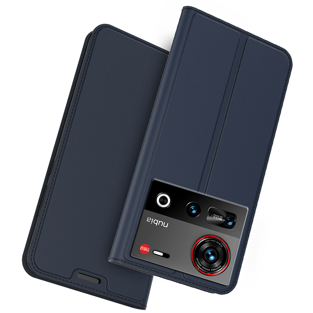 For ZTE nubia Z70 Ultra 5G Case PU Leather Phone Cover with Card Holder Stand Magnetic Closure - Blue
