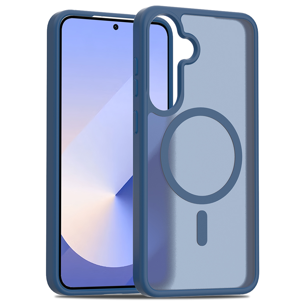 For Samsung Galaxy S25 / S24 Magnetic Case TPU Frame Acrylic Back Phone Cover Skin Touch - Blue