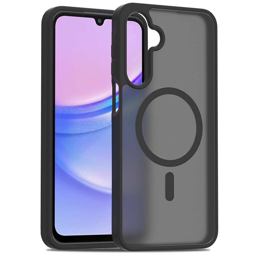 For Samsung Galaxy A16 5G / A16 4G Magnetic Case TPU Frame Acrylic Back Phone Cover Skin Touch - Black