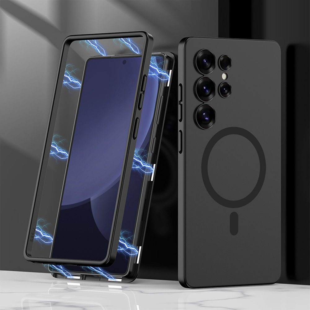 GKK For Samsung Galaxy S24 Ultra Magnetic Case Hard PC Phone Back Cover Magnetic Installation - Black