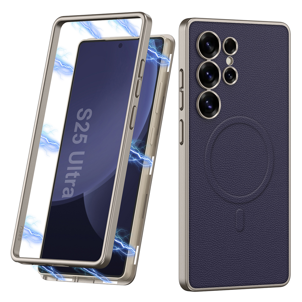 GKK For Samsung Galaxy S25 Ultra Magnetic Case PU + PC Phone Back Cover Magnetic Installation - Purple