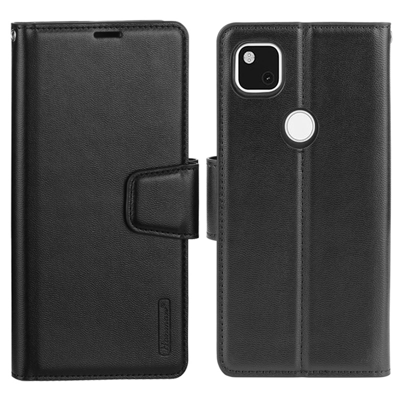 

Anti-drogen-telefonhülle Für Google Pixel 4a, Magnetphone Flip Leder Brieftasche Abdeckständer Der Hanman Mill-serie - Schwarz, Google Pixel 4a
