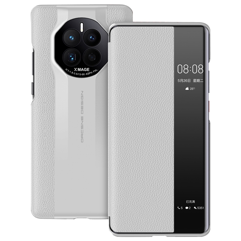 

Für Huawei Mate 50 4G Racing Car Design Litchi Textur PU Leder Telefon Hülle Schockdcover Mit Blickfenster - Weiß, Huawei Mate 50 4G
