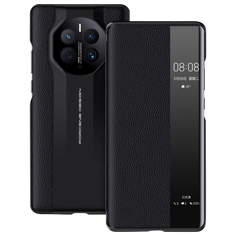 

Für Huawei Mate 50 Pro 4G Racing Car Design PU Leder Litchi Textur Hülle Anti-drop-anti-kratzer-abdeckung Mit Blickfenster - Schwarz, Huawei Mate 50 Pro 4G