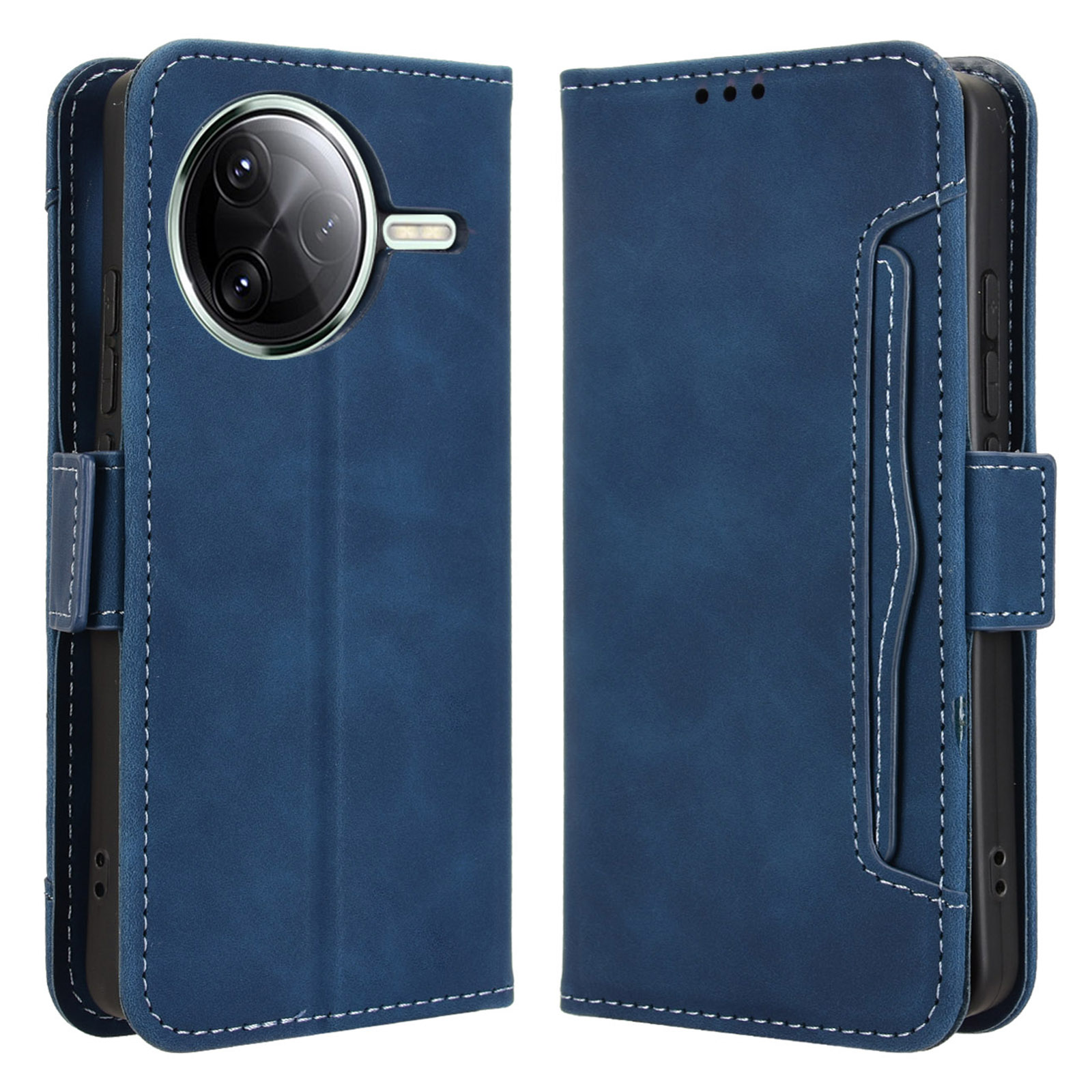 For Xiaomi Poco F7 Ultra 5G / Poco F7 Pro 5G / Redmi K80 5G / K80 Pro 5G Leather Case Phone Wallet Cover with Multiple Card Slots - Blue
